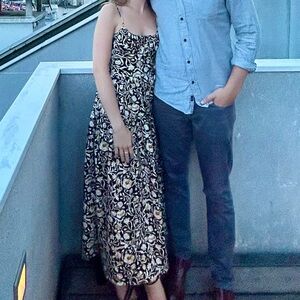 Floral Black and White Dress